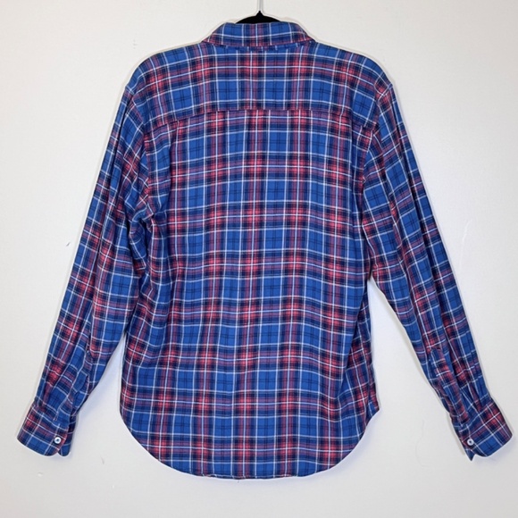 Naked & Famous Button Down Plaid Long Sleeve Shirt - Men's Size M - Blue Red - Picture 4 of 9